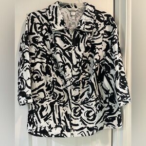 Christopher & Banks Black and White Abstract Jacket
